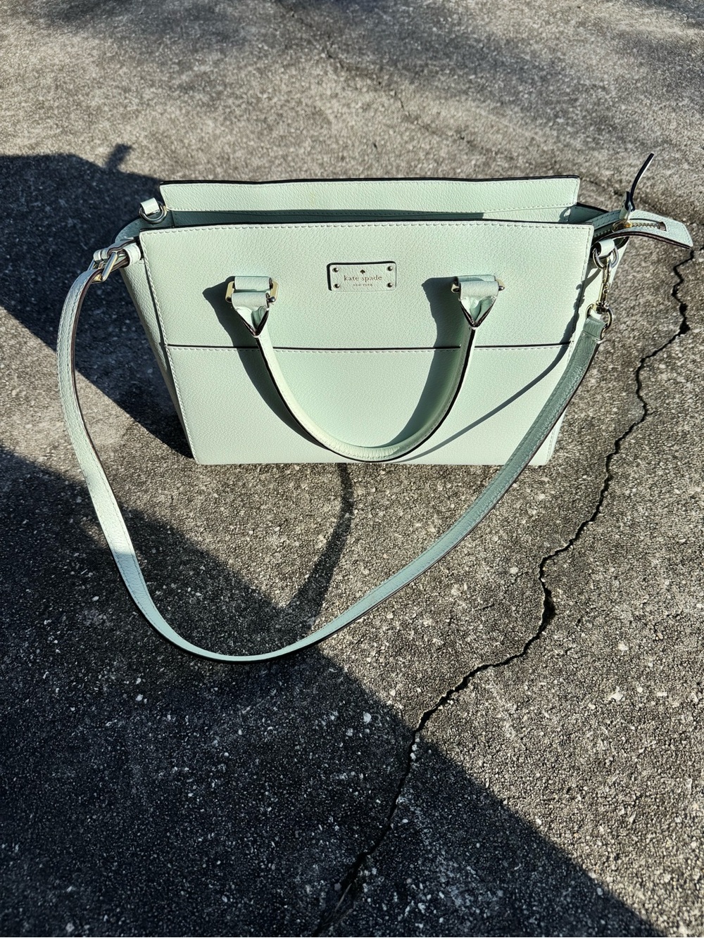 kate spade Mint-Blue Leather Satchel with Removable Crossbody Strap